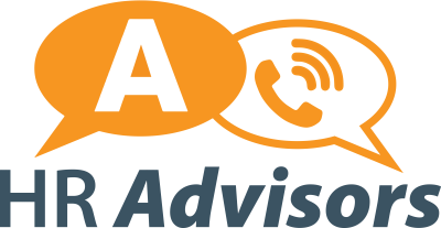 Text: HR Advisors. Above the text, there are two orange speech bubbles, one with the GPAC logo and one with a phone icon.