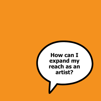  A voice bubble asks the question: "How can I expand my reach as an artist?" below the text "Meet Artzy, your new guide to Pittsburgh's Arts Scene."