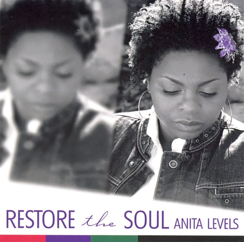Restore the Soul Anita Levels album cover featuring a black-and-white photo of a Black woman with short dark hair